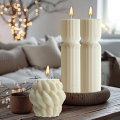 Luxury Ribbed Soy Pillar Candle – Best For Pilates, Yoga and Meditation