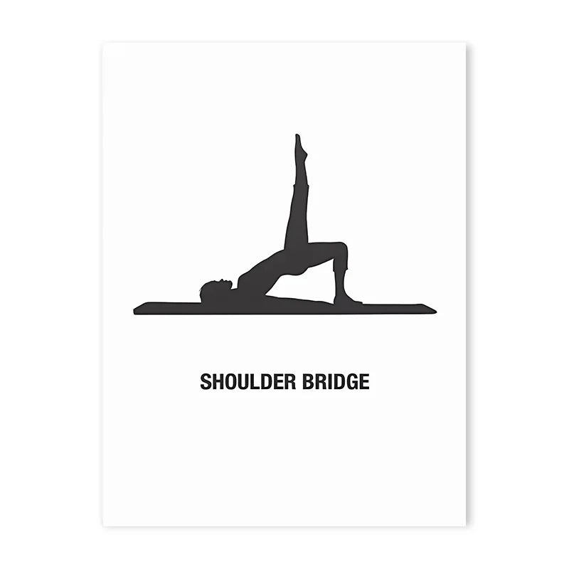Stylish Pilates Yoga Wall Art – Black & White Canvas Workout Chart
