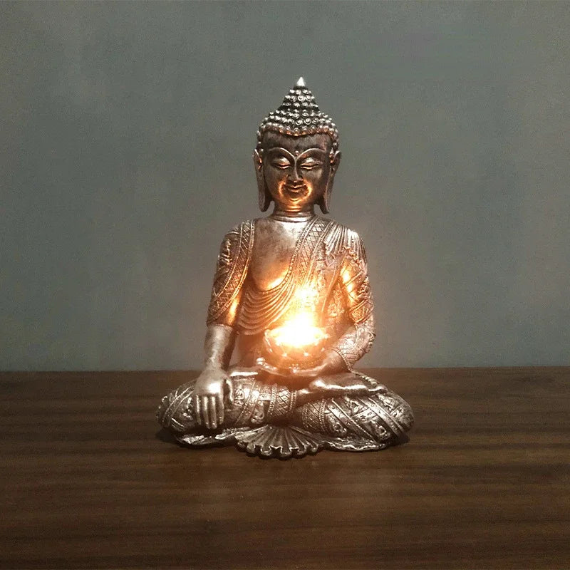 Elegant Buddha Candle Holder – Patina Gold Finish for Feng Shui