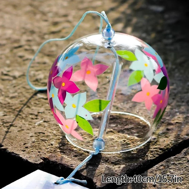 Elegant Japanese Sakura Wind Chime – Glass Bell for Room Decor