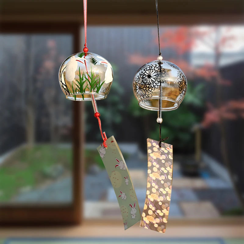 Elegant Japanese Sakura Wind Chime – Glass Bell for Room Decor