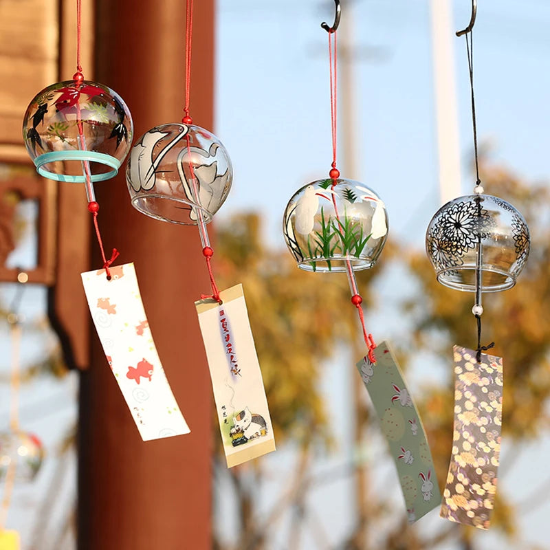 Elegant Japanese Sakura Wind Chime – Glass Bell for Room Decor