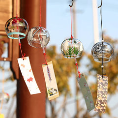 Elegant Japanese Sakura Wind Chime – Glass Bell for Room Decor