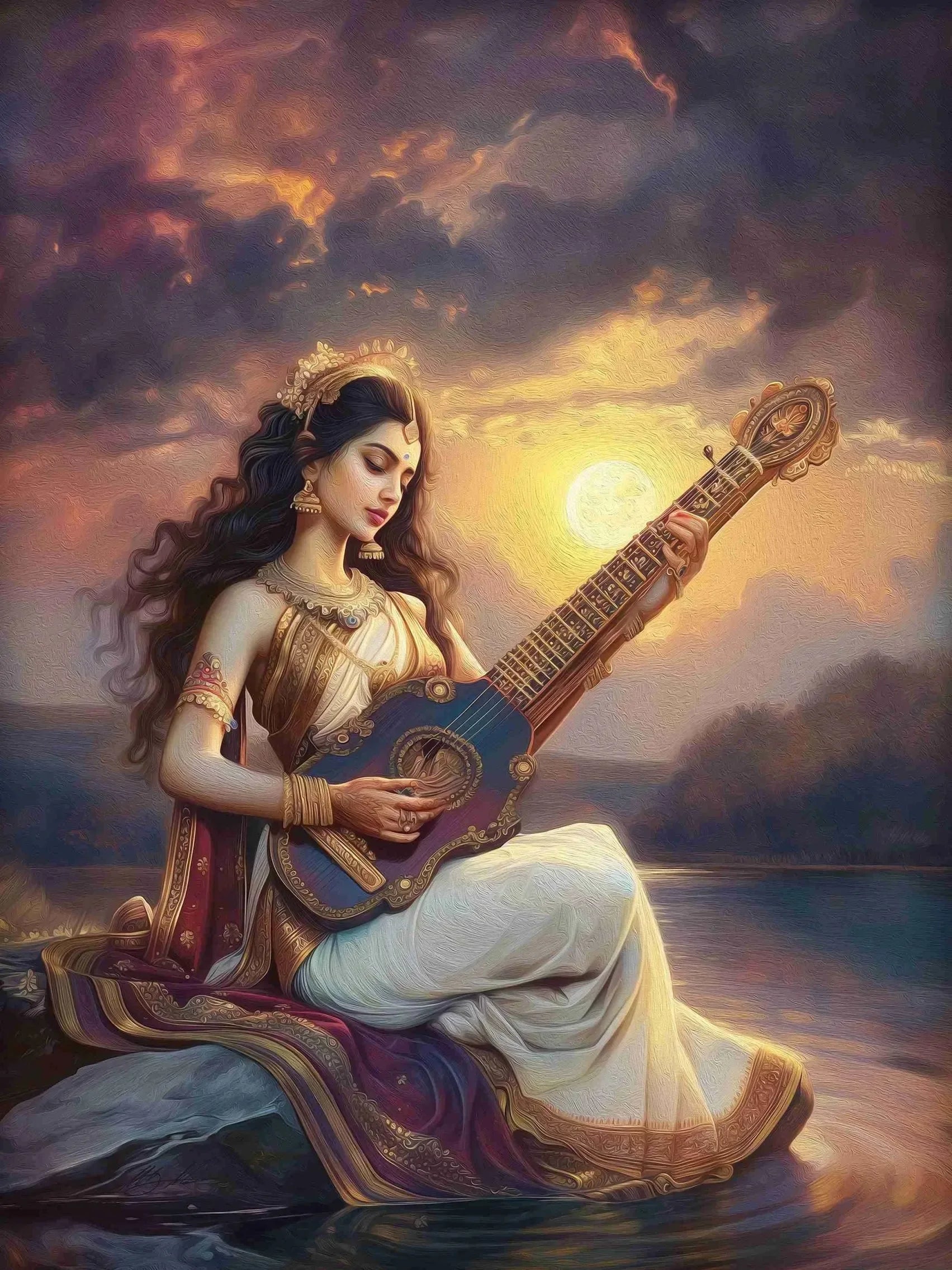 Sacred Lord Shiva & Saraswati Yoga Wall Art – Divine Meditation Decor
