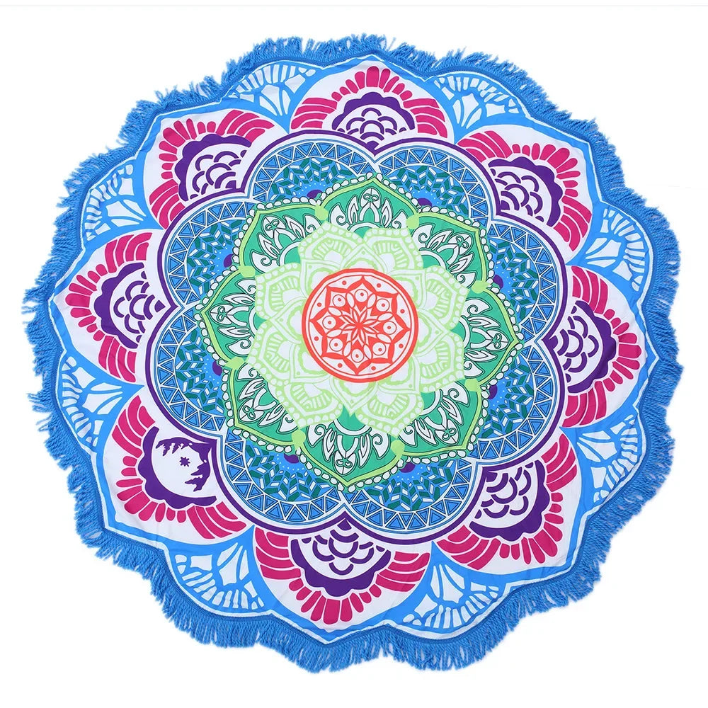 Ultimate Chakra Pilates & Yoga Mat Towel – Round, Sunblock & Bohemian Style