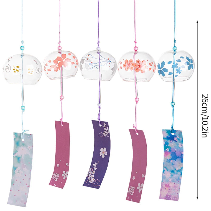 Elegant Japanese Sakura Wind Chime – Glass Bell for Room Decor