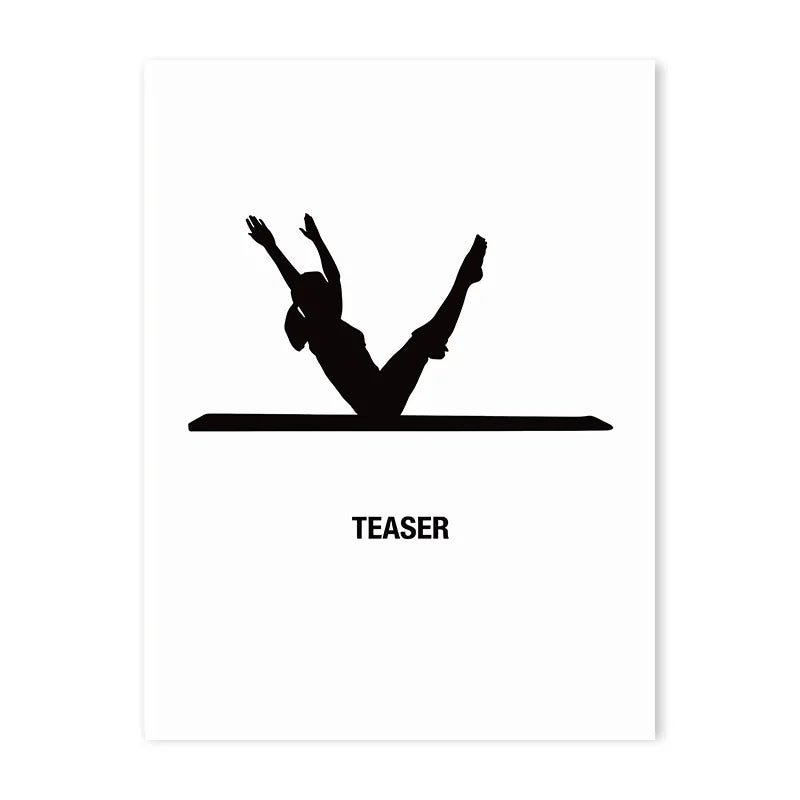 Stylish Pilates Yoga Wall Art – Black & White Canvas Workout Chart