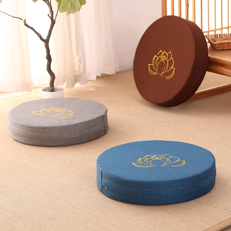 Deluxe Round Meditation Cushion – Removable Cover with Backrest
