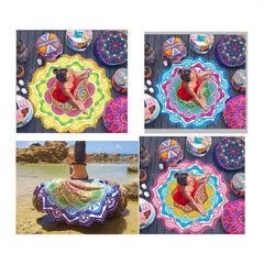Ultimate Chakra Pilates & Yoga Mat Towel – Round, Sunblock & Bohemian Style