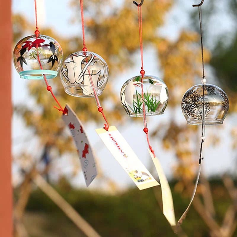 Elegant Japanese Sakura Wind Chime – Glass Bell for Room Decor