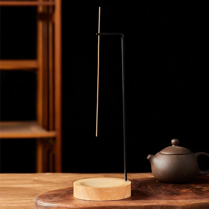 Unique Upside-Down Wooden Incense Burner – Round Tray for Yoga Decor