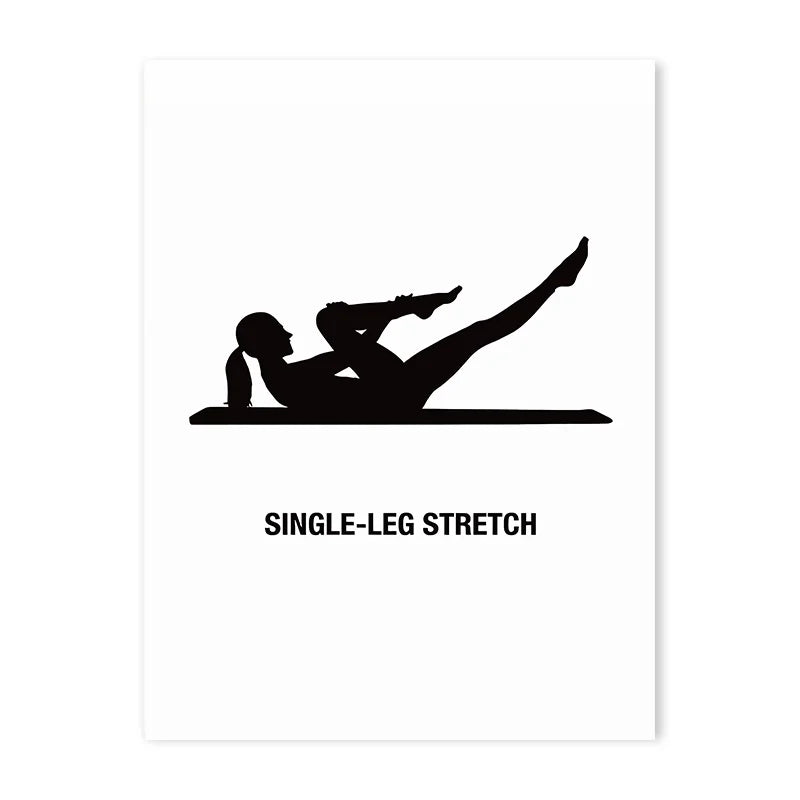 Stylish Pilates Yoga Wall Art – Black & White Canvas Workout Chart