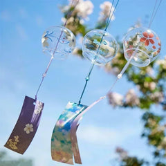 Elegant Japanese Sakura Wind Chime – Glass Bell for Room Decor
