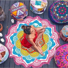 Ultimate Chakra Pilates & Yoga Mat Towel – Round, Sunblock & Bohemian Style