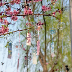 Elegant Japanese Sakura Wind Chime – Glass Bell for Room Decor