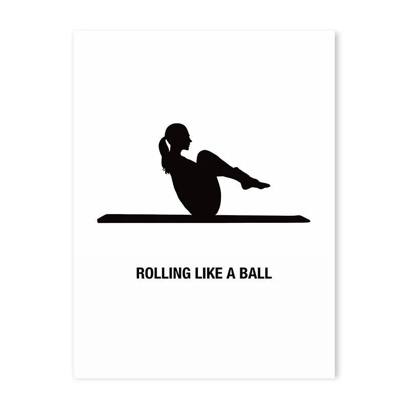 Stylish Pilates Yoga Wall Art – Black & White Canvas Workout Chart