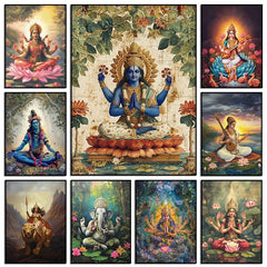 Sacred Lord Shiva & Saraswati Yoga Wall Art – Divine Meditation Decor