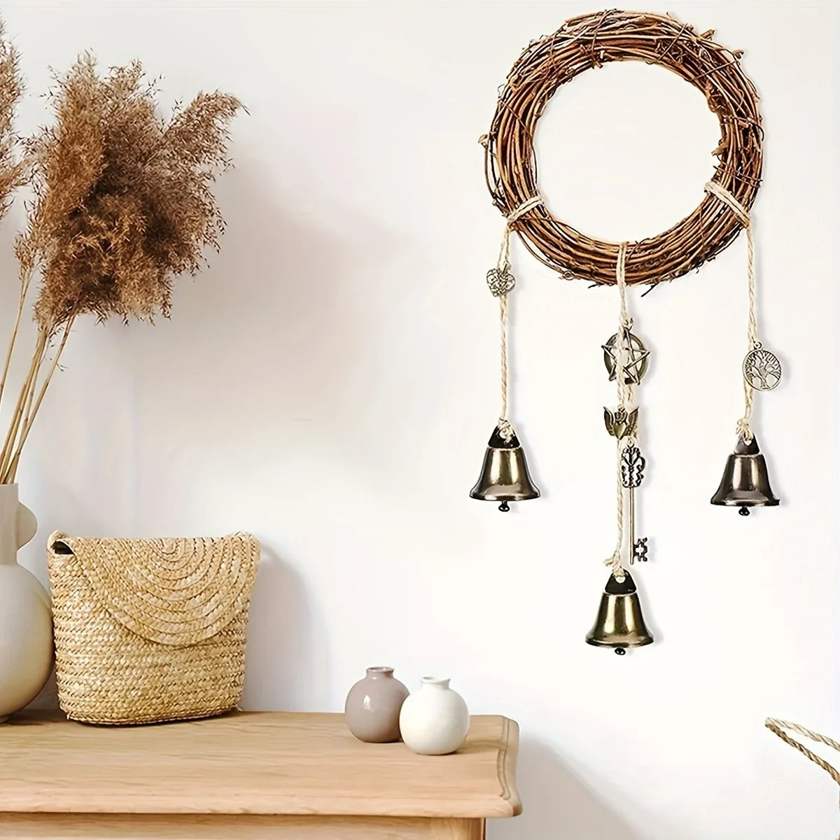 Chic Bohemian Cotton Rope Wind Chime – Iron Bells for Door Decor