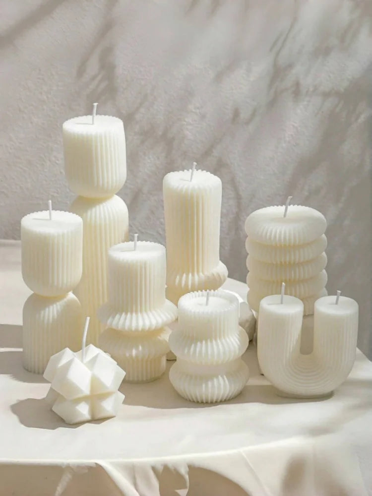 Luxury Ribbed Soy Pillar Candle – Best For Pilates, Yoga and Meditation