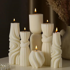 Luxury Ribbed Soy Pillar Candle – Best For Pilates, Yoga and Meditation