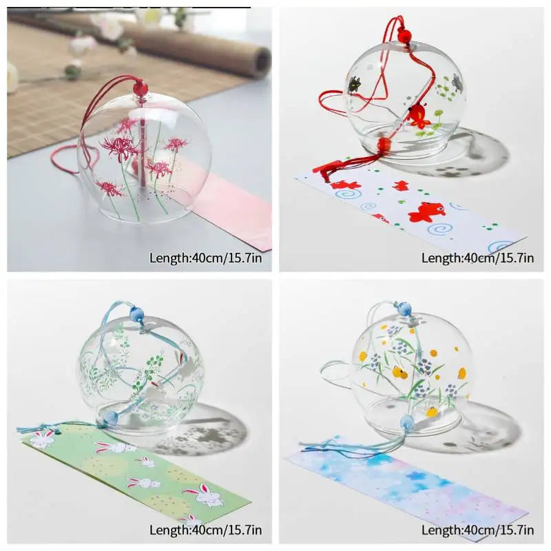 Elegant Japanese Sakura Wind Chime – Glass Bell for Room Decor