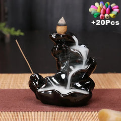 Value 20-Pack Incense Cones & Ceramic Backflow Burner – Home Decor Set