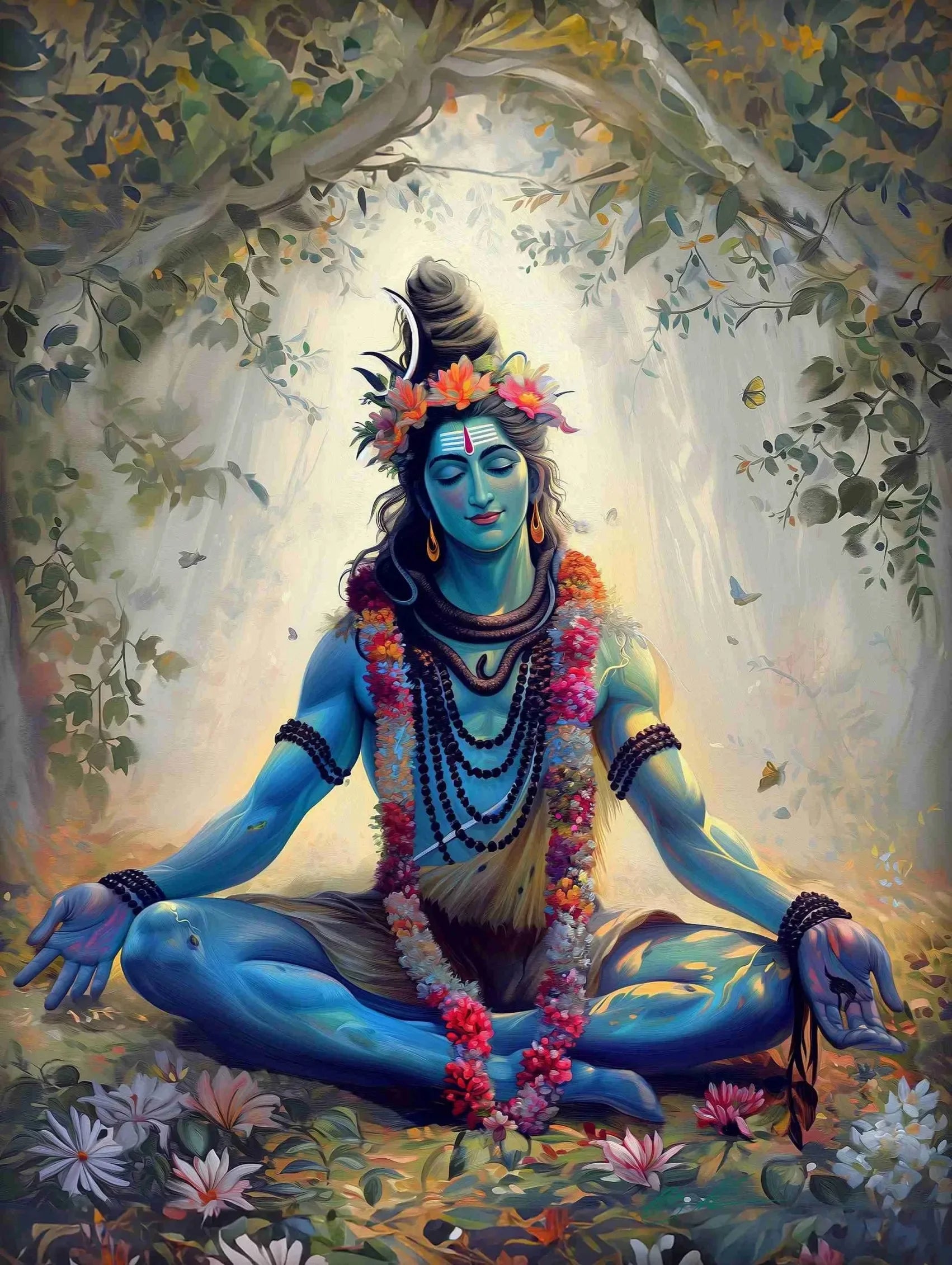 Sacred Lord Shiva & Saraswati Yoga Wall Art – Divine Meditation Decor