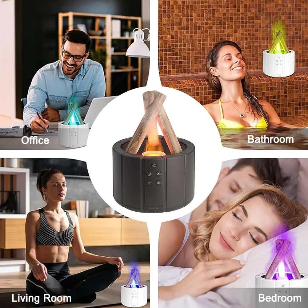 Elegant Flame Aromatherapy Humidifier – Silent Soft Light for Home