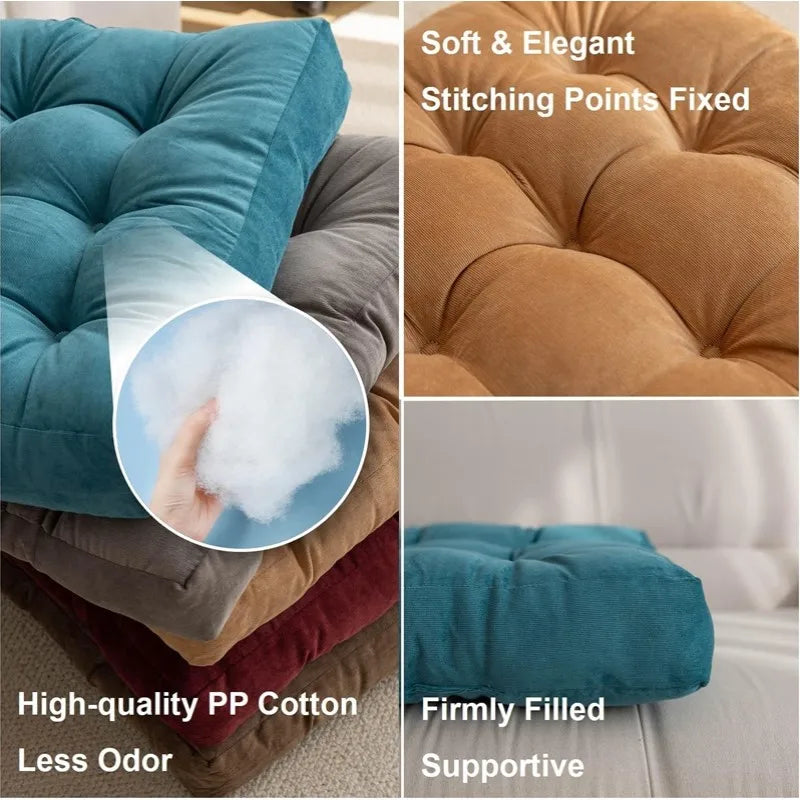 Premium Square Floor Pillow – Thick Tufted Cushion for Yoga & Meditation