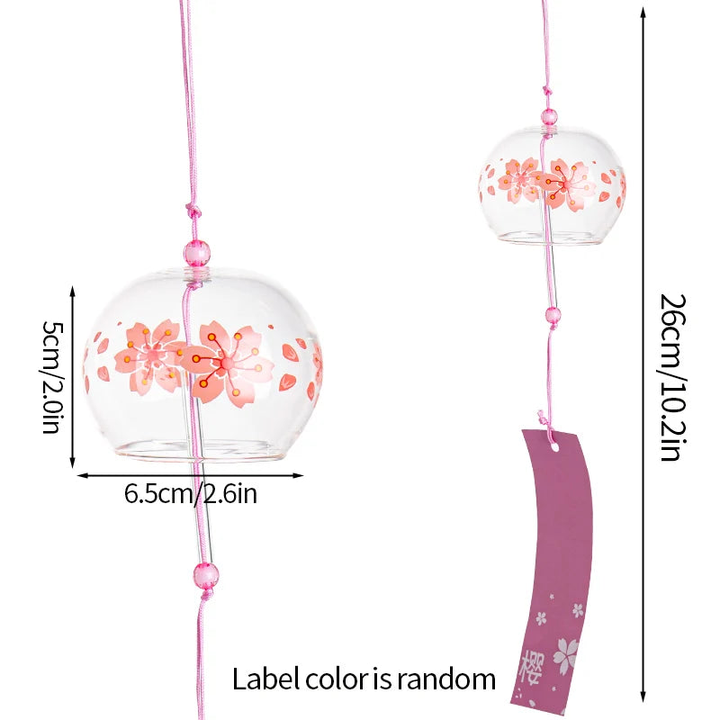Elegant Japanese Sakura Wind Chime – Glass Bell for Room Decor