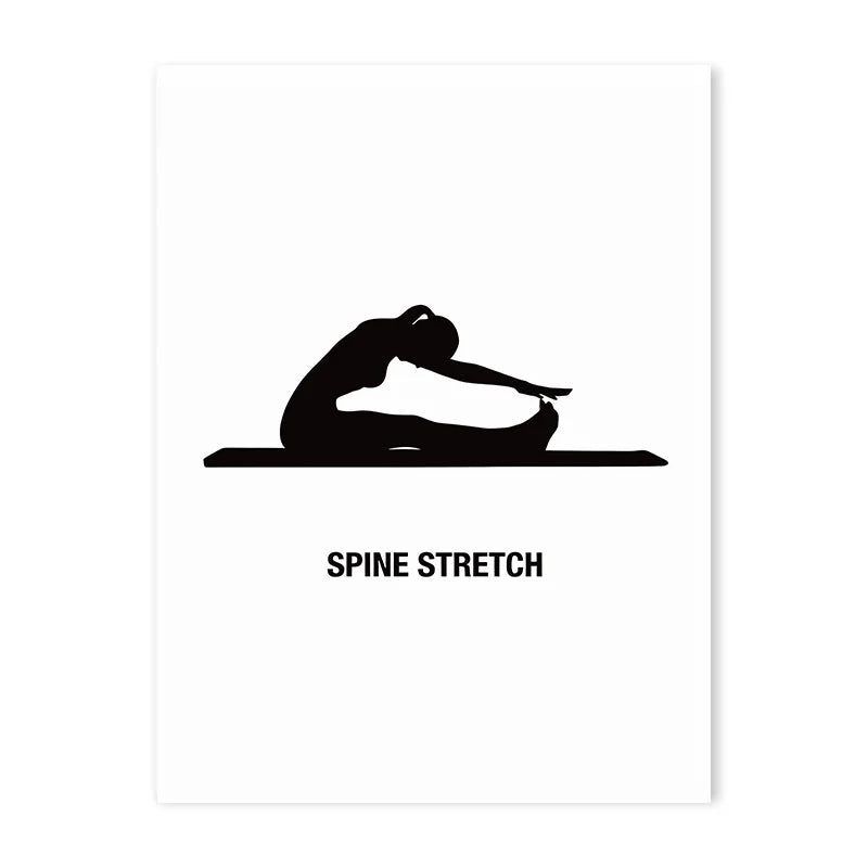 Stylish Pilates Yoga Wall Art – Black & White Canvas Workout Chart