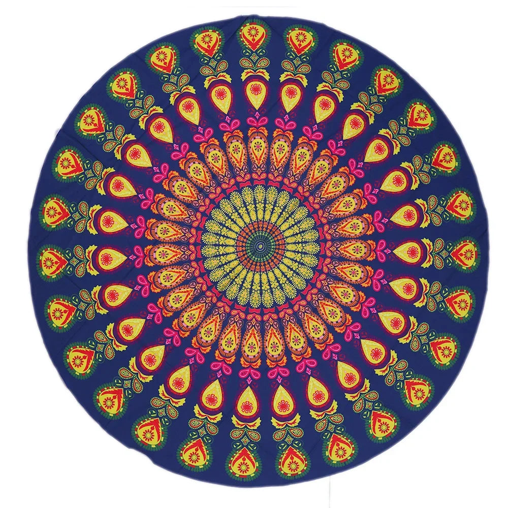 Ultimate Chakra Pilates & Yoga Mat Towel – Round, Sunblock & Bohemian Style