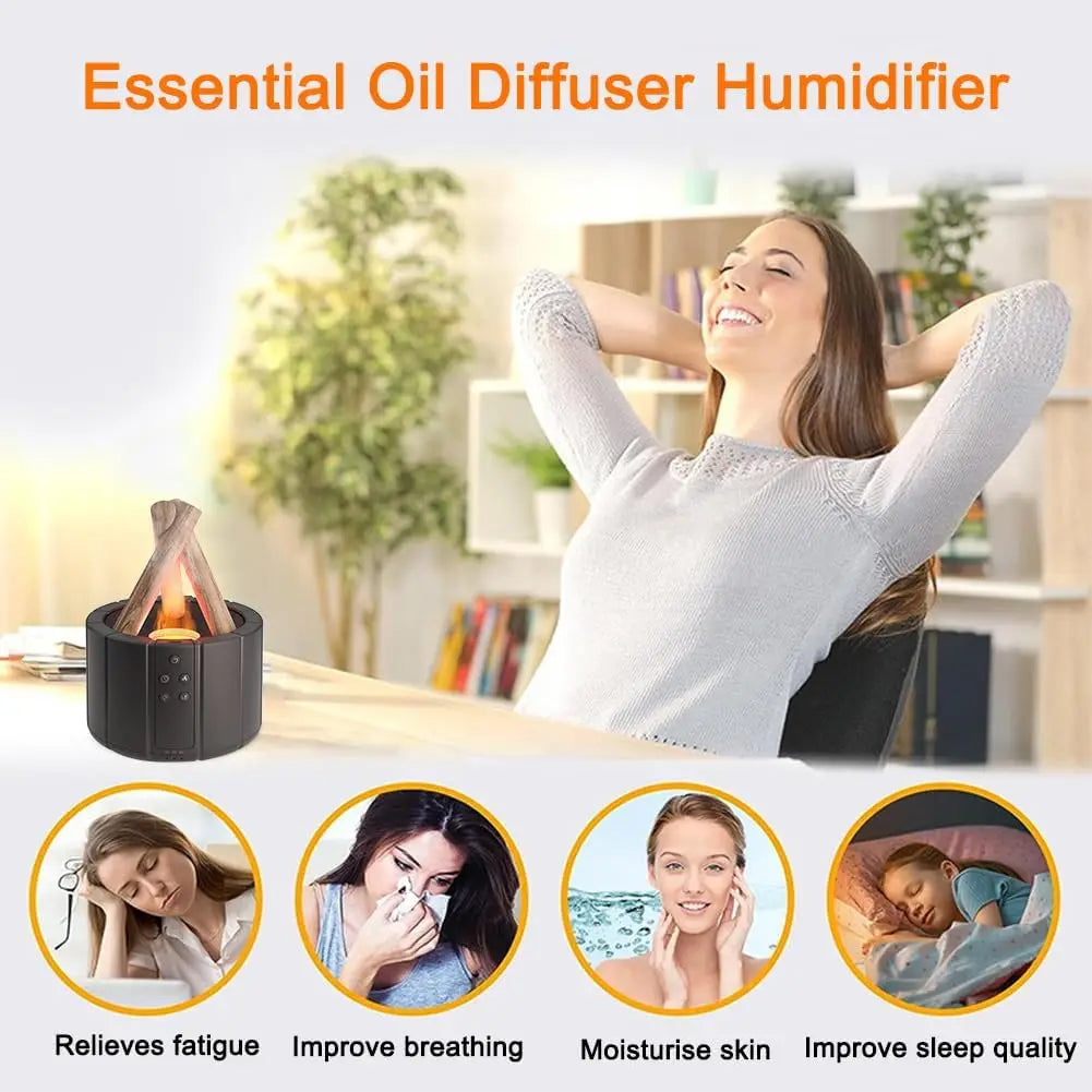 Elegant Flame Aromatherapy Humidifier – Silent Soft Light for Home
