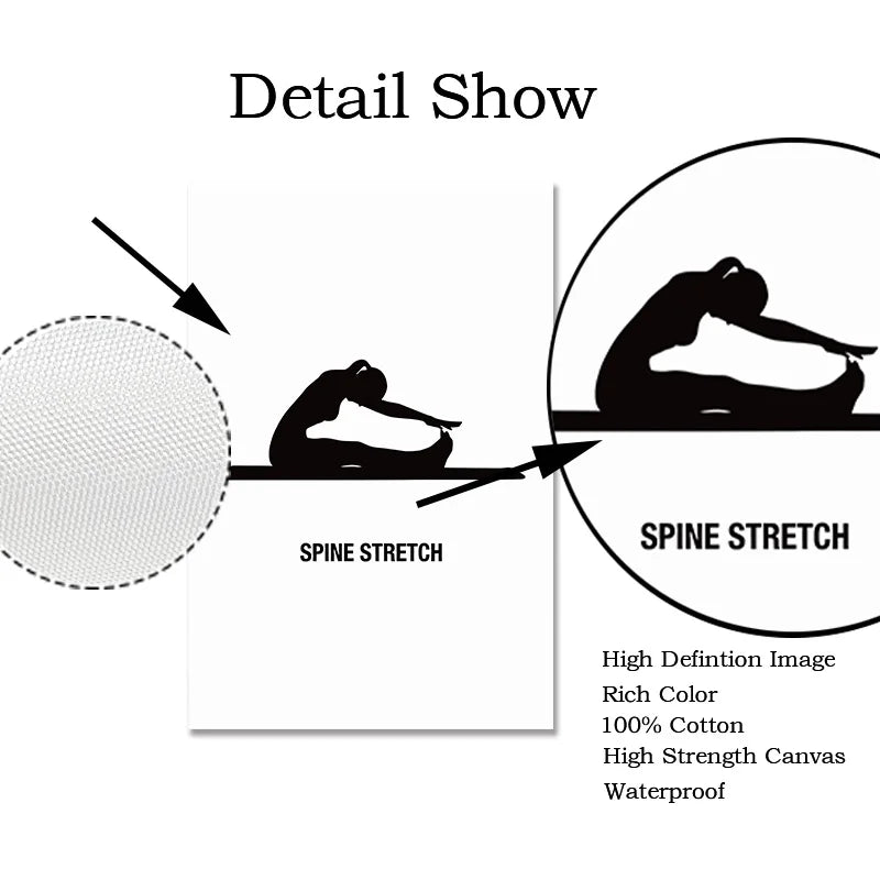 Stylish Pilates Yoga Wall Art – Black & White Canvas Workout Chart