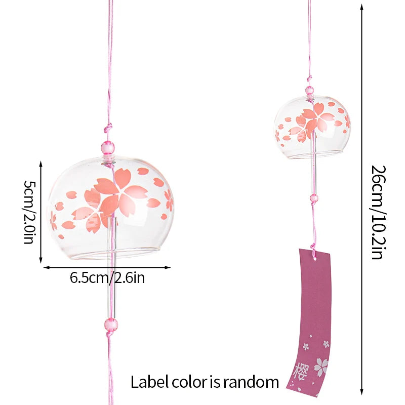 Elegant Japanese Sakura Wind Chime – Glass Bell for Room Decor