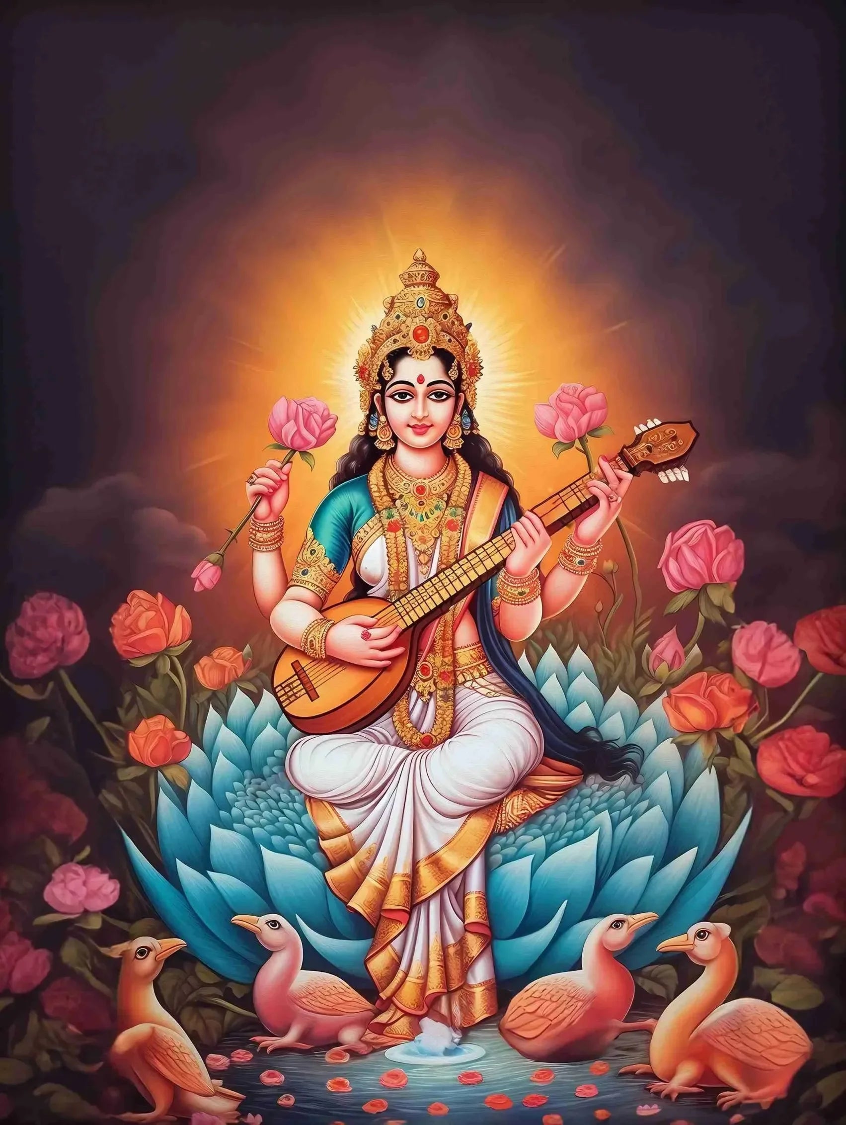 Sacred Lord Shiva & Saraswati Yoga Wall Art – Divine Meditation Decor