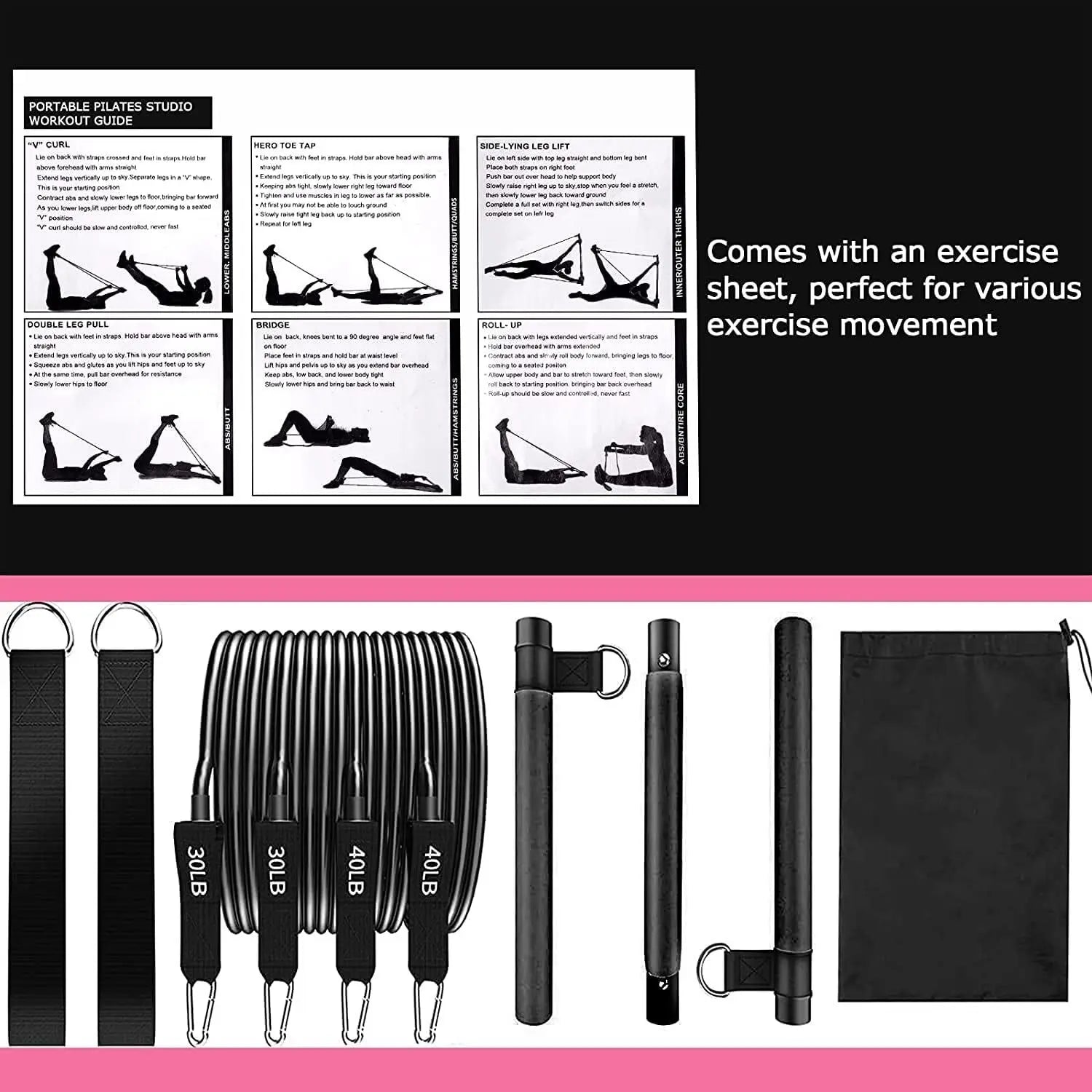 Ultimate Resistance Bands Set with Fitness Bar for Home Workouts