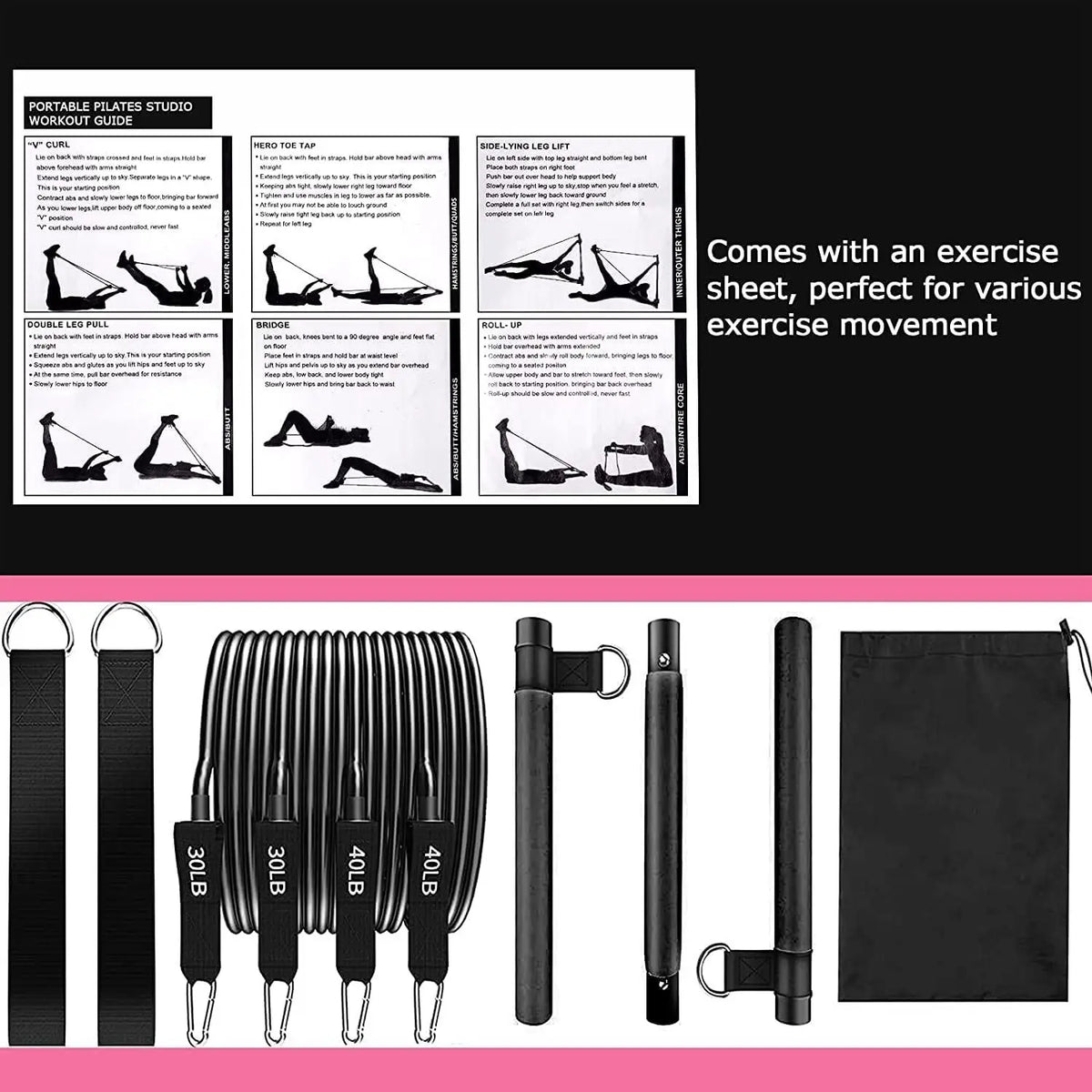 Ultimate Resistance Bands Set with Fitness Bar for Home Workouts