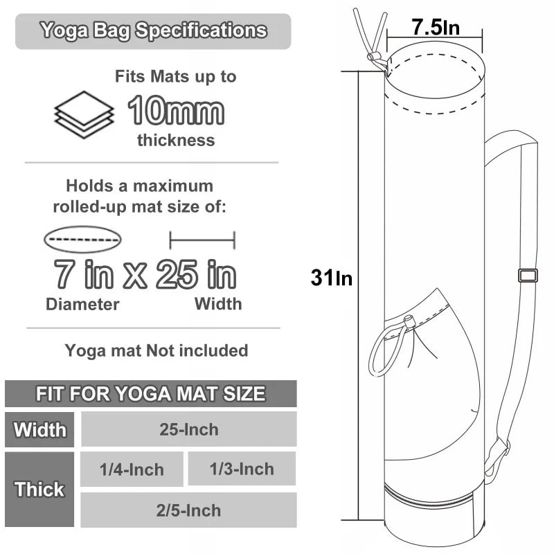 Ultimate Yoga Mat Bag – With Bottle Pocket & Wet Storage for Gym