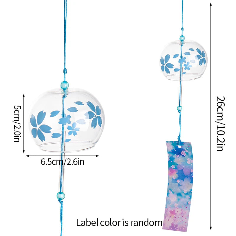 Elegant Japanese Sakura Wind Chime – Glass Bell for Room Decor