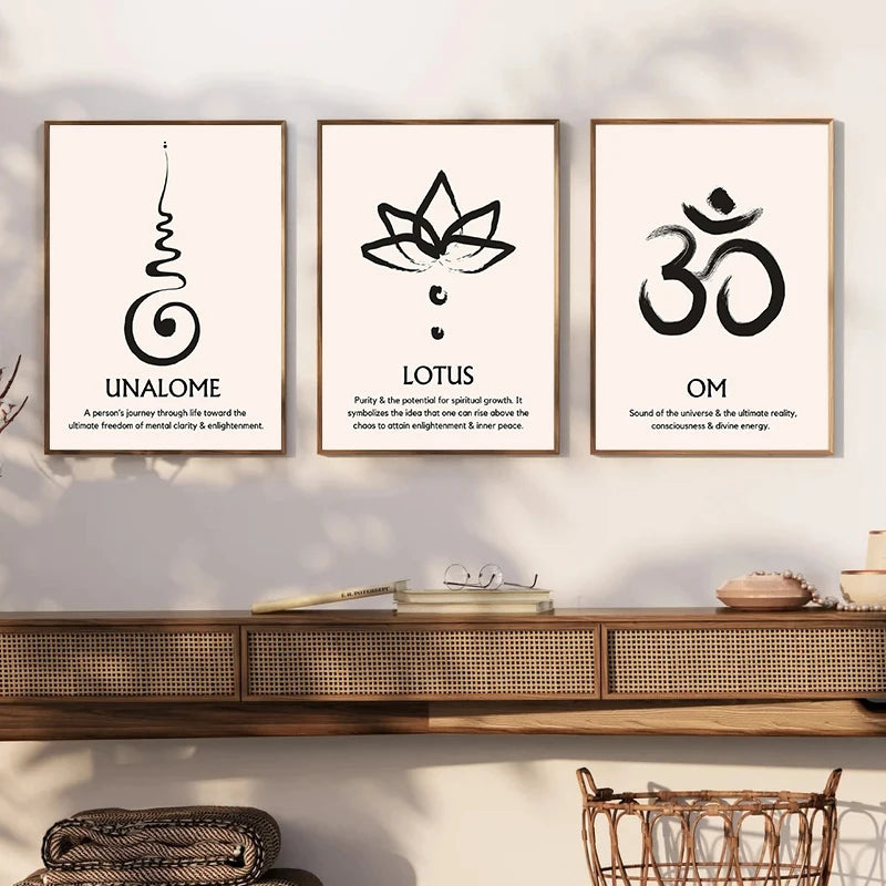 Serene Abstract Lotus Zen Wall Art – Spiritual Canvas for Home Decor