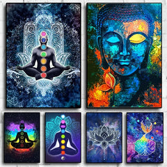 Tranquil Buddha Chakra Mandala Canvas – Meditation Wall Decor