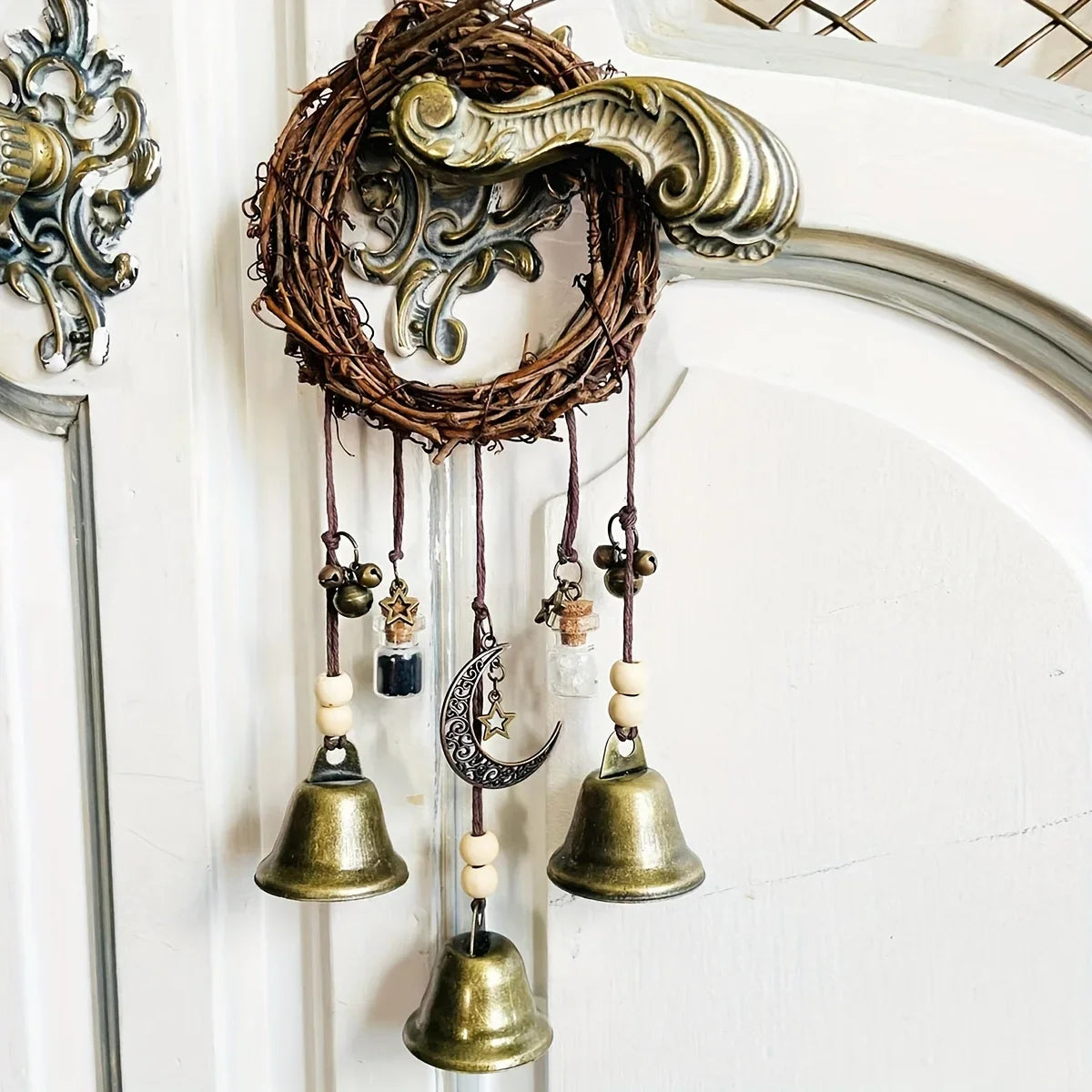 Chic Bohemian Cotton Rope Wind Chime – Iron Bells for Door Decor