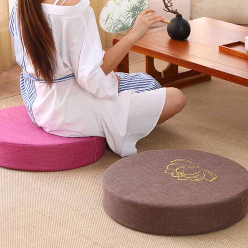 Deluxe Round Meditation Cushion – Removable Cover with Backrest