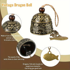 Classic Dragon Feng Shui Wind Chime – Metal Bell for Good Luck Decor
