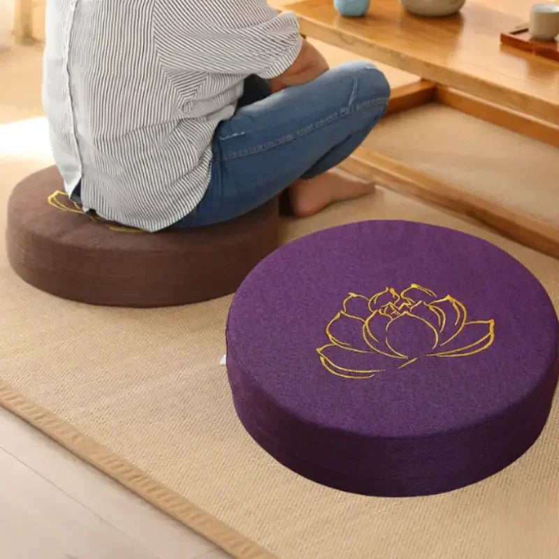 Deluxe Round Meditation Cushion – Removable Cover with Backrest