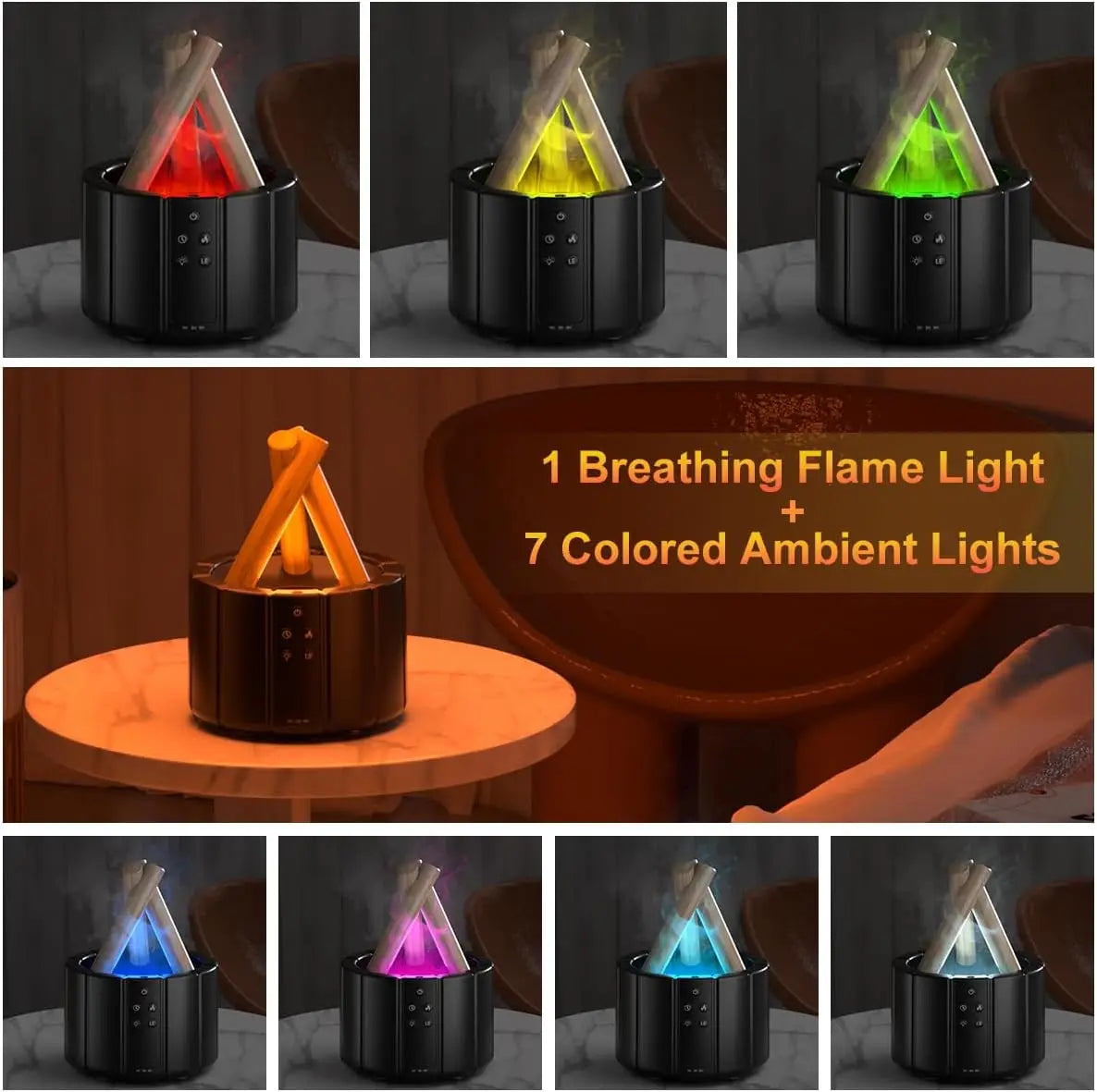 Elegant Flame Aromatherapy Humidifier – Silent Soft Light for Home