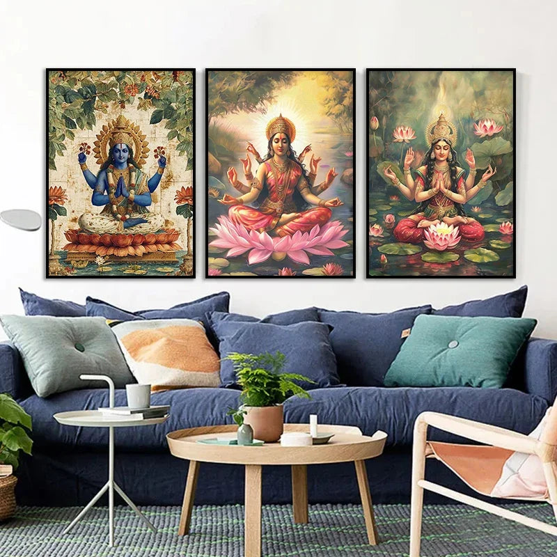 Sacred Lord Shiva & Saraswati Yoga Wall Art – Divine Meditation Decor