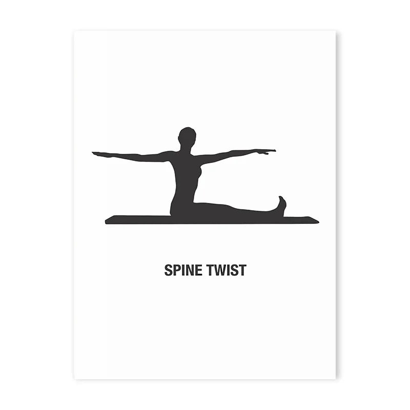 Stylish Pilates Yoga Wall Art – Black & White Canvas Workout Chart